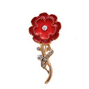 Diamante Crystal Enamel Red Brooch Pin Carnation Flower Mothers Gift Jewelry
