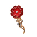 Diamante Crystal Enamel Red Brooch Pin Carnation Flower Mothers Gift Jewelry