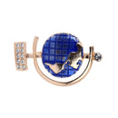 Sparkle Clear Crystal Enamel Earth Planet Pin Brooch Geography style Unisex Pin Clip
