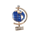 Sparkle Clear Crystal Enamel Earth Planet Pin Brooch Geography style Unisex Pin Clip