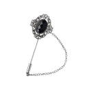Vintage Black Gemstone Brooch Pin Chain Tassels Collar Tip Neck Tips Jewelry