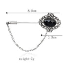 Vintage Black Gemstone Brooch Pin Chain Tassels Collar Tip Neck Tips Jewelry
