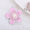 Lady Pink Enamel Flower Silver Plated Angel Wing Pendant Necklace Chain