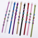 Adjustable Glitter DIY Artifical Leather Double Wrap Belt Bracelets Wristbands for 8mm Slide Charms 10-pieces