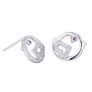 Women's Fine 925 Sterling Silver Cute Bird Crystal Rhinestone Stud Earrings