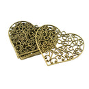 6Pieces Antique Bronze Large Filigree Heart Charms Pendants DIY Necklace