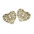 6Pieces Antique Bronze Large Filigree Heart Charms Pendants DIY Necklace
