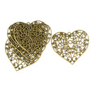 6Pieces Antique Bronze Large Filigree Heart Charms Pendants DIY Necklace