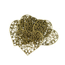 6Pieces Antique Bronze Large Filigree Heart Charms Pendants DIY Necklace