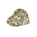 6Pieces Antique Bronze Large Filigree Heart Charms Pendants DIY Necklace