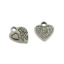 50pcs Tibetan Silver Beads DIY Heart Flower Charms Pendants Jewelry Making