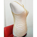 Women Alloy Metal Full Body Chain Gold Jewelry Necklace Bikini Belly Harness