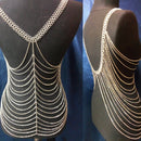 Women Alloy Metal Full Body Chain Gold Jewelry Necklace Bikini Belly Harness