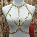 Open Bra Body Chains Thick Harness Party Club Women Bikini Beach Necklace
