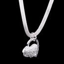 Women Girls Silver Plated Double Heart Love Charm Pendant Chain Necklace Jewelry Gift