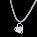 Women Girls Silver Plated Double Heart Love Charm Pendant Chain Necklace Jewelry Gift