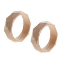 2 Pieces Natural Unfinished Faceted Wooden Bangle Bracelet DIY Wood Crafts