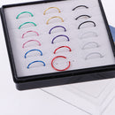 18pcs Seamless Open Nose Hoop Ring Stainless Steel Body Piercing Jewelry 22G(0.6mm)