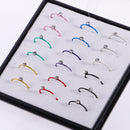 18 Pieces Mixed Color Crystal Clip On Fake Nose Lip Hoop Rings Body Piercing