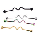 4 Pieces 14G Twisted Wave Industrial Barbell Earring Piercing Jewelry