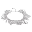 Shiny Rhinestone Tassel Floral Chokers Necklace Wedding Banquet Statement