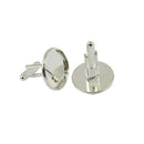 6 Pieces Round Cuff Links Settings Base for DIY Cabochon Jewelry Silver