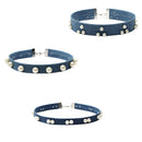 3 Pieces Mixed Designs Pearl Beads Flat Blue Jean Denim Choker Necklace