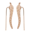 Women Girls Ladies Stylish Leaf U-Shaped Ear Clips Stud Earrings Banquet Date Shopping Party Supplies Gold