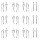 Women Girls Ladies Stylish Leaf U-Shaped Ear Clips Stud Earrings Banquet Date Shopping Party Supplies Silver Pair Of 12PCS
