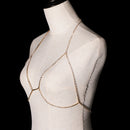 Fashion Women Crystal Gold Bikini Bra Body Chain Harness Necklace body Jewelry Gift
