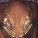 Fashion Women Crystal Gold Bikini Bra Body Chain Harness Necklace body Jewelry Gift