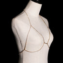 Fashion Women Crystal Gold Bikini Bra Body Chain Harness Necklace body Jewelry Gift