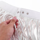 Boho Artifical Leather Long Wrap Waist Fringe Tassel Skirt Belt Bikini Fringe Belt Dress White
