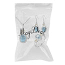 1 Set Earring Ring Neckalce Luxury Blue Crystal Zircon Sparkle Crystal Wedding Bridal Jewelry Set