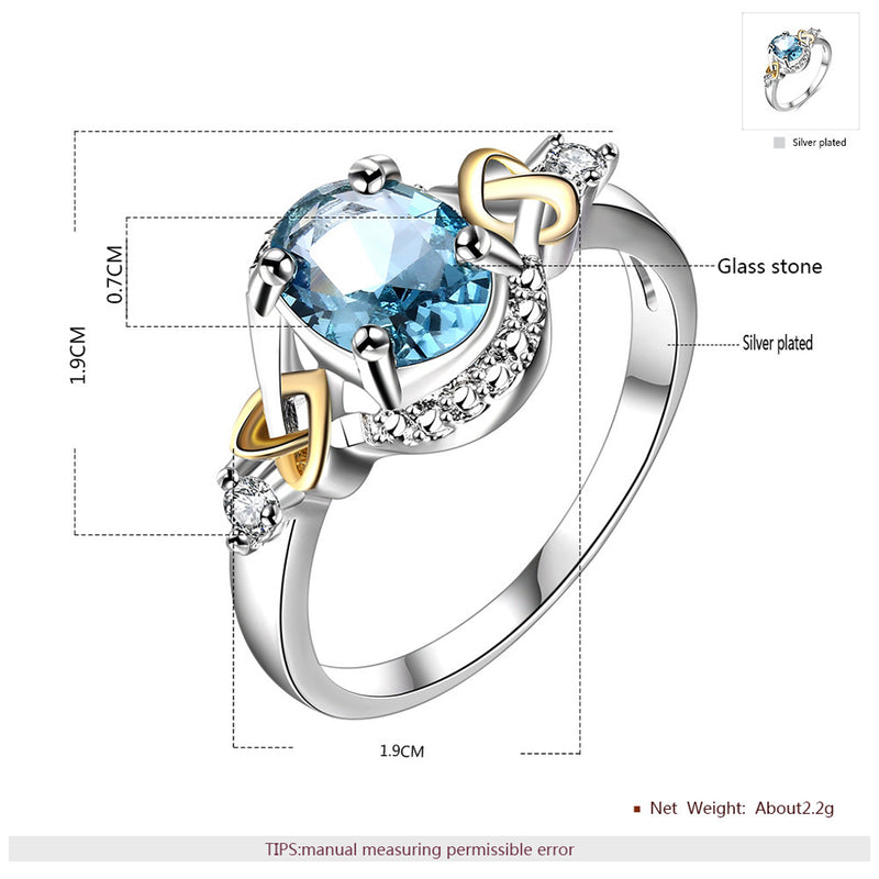 1 Set Earring Ring Neckalce Luxury Blue Crystal Zircon Sparkle Crystal Wedding Bridal Jewelry Set