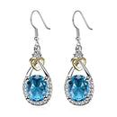 1 Set Earring Ring Neckalce Luxury Blue Crystal Zircon Sparkle Crystal Wedding Bridal Jewelry Set