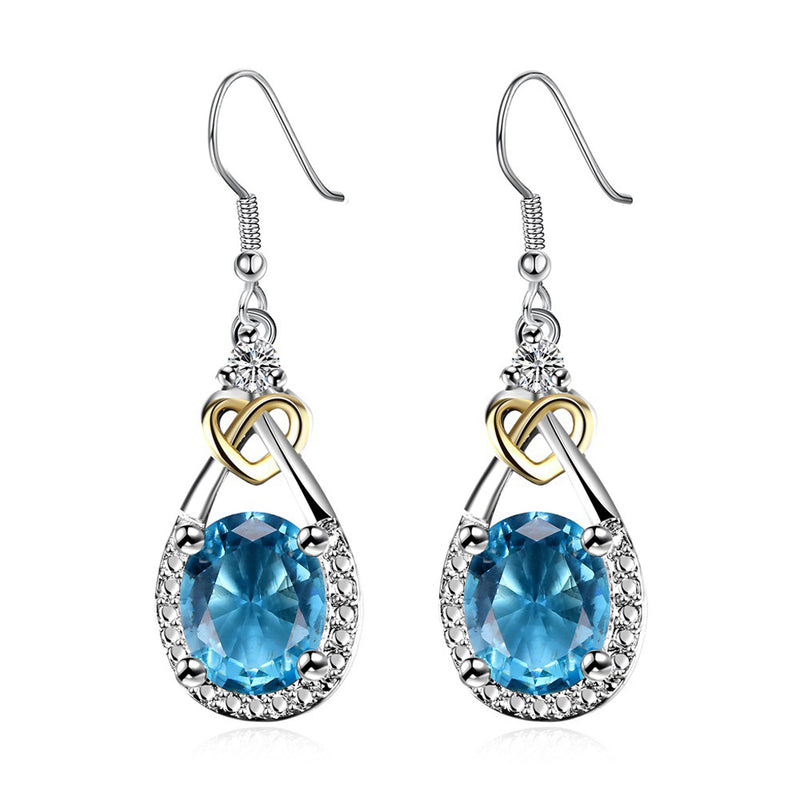 1 Set Earring Ring Neckalce Luxury Blue Crystal Zircon Sparkle Crystal Wedding Bridal Jewelry Set