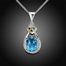 1 Set Earring Ring Neckalce Luxury Blue Crystal Zircon Sparkle Crystal Wedding Bridal Jewelry Set