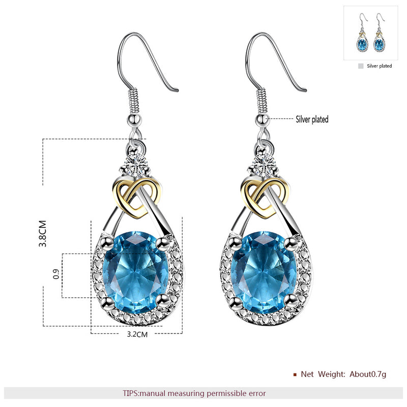 1 Set Earring Ring Neckalce Luxury Blue Crystal Zircon Sparkle Crystal Wedding Bridal Jewelry Set