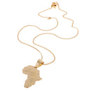 Hip Hop Long Chain Gold 18K Golden Plated African Map Pendant Necklace