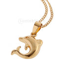 18k Gold Jumping Dolphin Charm Pendant with 40cm Chain Necklace
