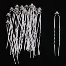 10 Pieces/ Lot Glitter Rhinestone Faux Pearl Flower Design U Shaped Hair Pins Jewelry Wedding Party Prom Lady Hair Headdress