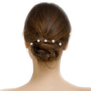 10 Pieces/ Lot Glitter Rhinestone Faux Pearl Flower Design U Shaped Hair Pins Jewelry Wedding Party Prom Lady Hair Headdress