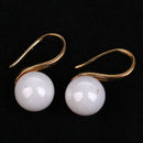 9-10MM 5 Pairs Pearl Imitation Earrings Fashion Round Ball Ear Hook Dangle Jewelry