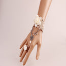 Gothic Punksteam Retro Vintage Lace Bracelet Ring Set Wedding Party Bridal Jewelry Elegant Lady Fancy Jewelry