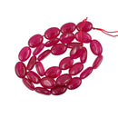 9x13mm Natural Smooth Ruby Red Jade Gemstone 3D Oval Loose Beads Strand 15