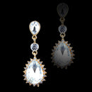 Wedding Party Women Clear Waterdrop Crystal Gold Plated Dangle Drop Earrings