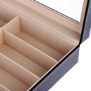 8 Compartment Black PU Leather Eyeglass Sunglass Glasses Shop Retailer Case Organizer Collector with Clear Lid Portable 34 x 25 x 8.5cm