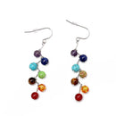 7 Chakra Colorful Gemstone Beads Dangle Fish Hook Earrings Meditation Yoga Reiki Healing Lady Jewelry