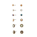 6 Pairs Women Lady Retro Multi-color Crystal Rhinestone Ear Stud Earrings